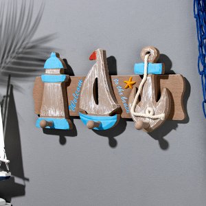 Вешалка настенная «Море», крючки декоративные, 34?15 см