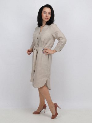 Льняное ассиметричное платье сафари | 142-20 серый
