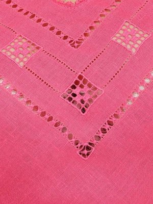 Льняное платье Ришелье | розовый 36-10
