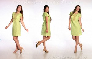 Льняное платье с ручной вышивкой, модель 93-12