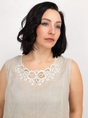 Женский топик из льна | серый 38-18