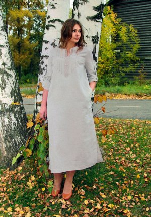 Льняное платье с вышивкой мод. 174-17