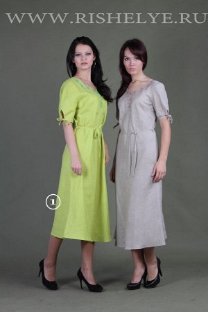 Платье льняное с вышивкой модель 9-8