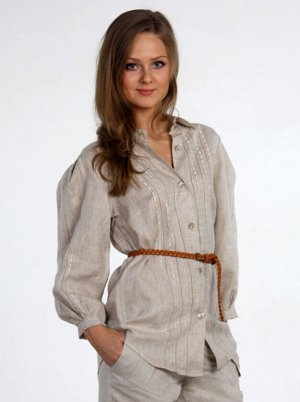 Женская блуза из льна с вышивкой . Модель 59-11.
