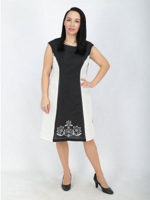 Ришелье Черно белое платье из льна | вышивка