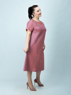 Льняное платье турецкая роза | 35-18