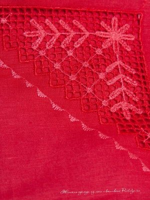 Льняное платье | красное вышивка 9-13