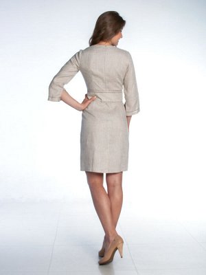 Платье из льна с вышивкой | серый 9-13