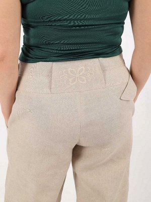 Женские льняные брюки с вышивкой мод.11-18