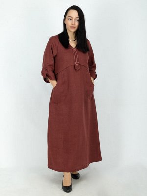 Платье льняное коричневое | 108-19
