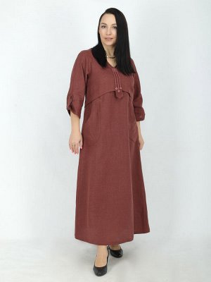 Платье льняное коричневое | 108-19