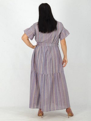 Льняное платье в полоску | Сирень, 52, 54 (RU)