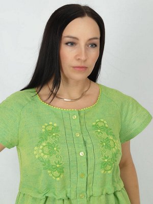 Льняное платье c вышивкой 63-19