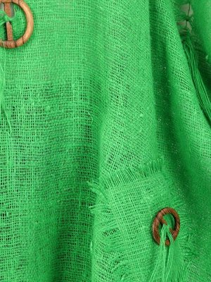 Пончо лен c вышивкой | зеленый 62-6