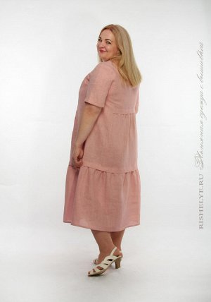 Льняное платье с вышивкой мод.60-19
