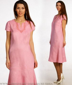 Льняное платье с вышивкой 88-15