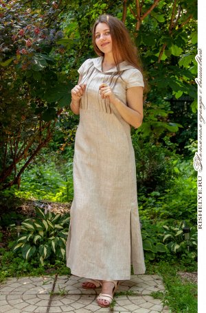 Платье из льна с капюшоном мод. 107-19