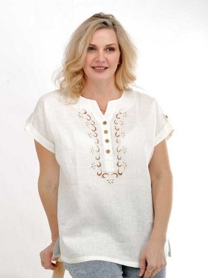 Блузка ришелье | льняная блузка | белая | 166-22