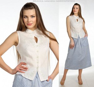 Льняная блуза с вышивкой мод.115-16