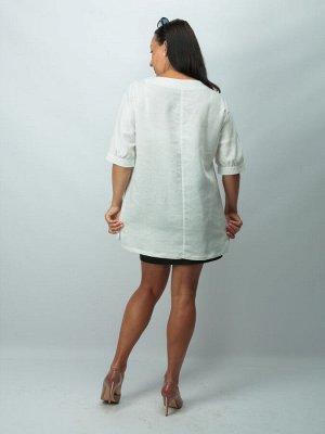 Блузка с удлиненной спинкой | лен белый арт. 143-20