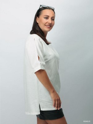 Блузка с удлиненной спинкой | лен белый арт. 143-20