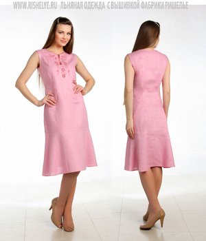 Льняное платье с вышивкой модель 92-15