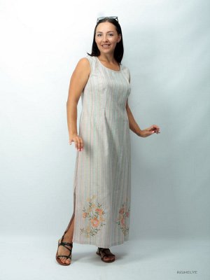 Льняное платье с вышивкой мод.84-19