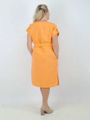 Льняное платье с вышивкой | Оранж | 184-22