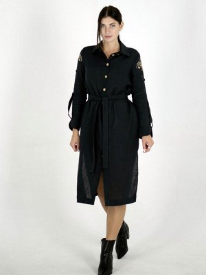 Платье сафари | лен черный АРТИКУЛ: 44-23