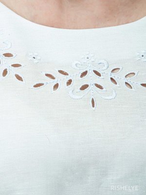 Блузка белая | из льна вышивка ришелье | 144-20