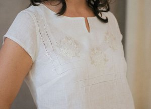Белая блузка лен с вышивкой | Льняные блузки |49-18