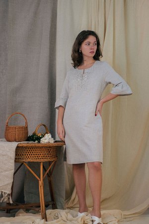 Льняное платье с вышивкой мод.12-18