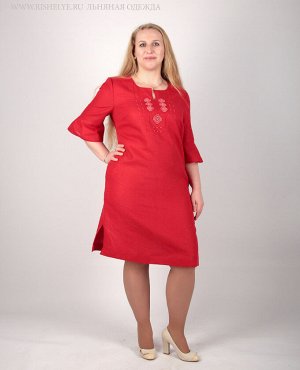 Льняное платье с вышивкой мод.12-18