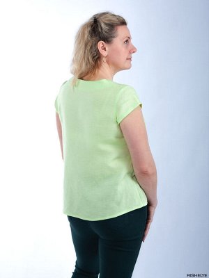 Блузка лен зеленая с вышивкой | Льняные блузки| 49-18
