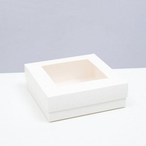 Коробка складная, крышка-дно,с окном, белая, 15 х 15 х 5 см