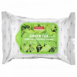 Очищающие салфетки для лица с зеленым чаем 30шт PUREDERM GREEN TEA MAKE-UP CLEANSING TISSUES