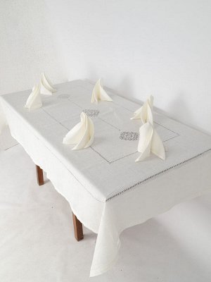 Столовый комплект скатерть с салфетками белый | 293