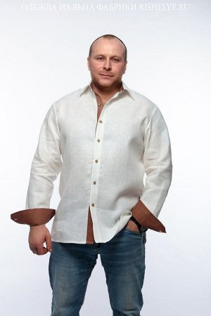 Льняная мужская рубашка мод.83-19