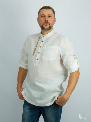 Льняная рубашка | рукава на шлевке| 160-21