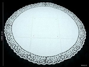 Скатерть круглая  с вышивкой Ришелье 190  х 190 см | лен ручная работа