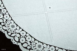 Скатерть круглая  с вышивкой Ришелье 190  х 190 см | лен ручная работа