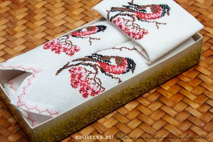 Салфетка Снегирь | лен белый  32*32