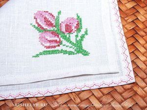 Тюльпаны | Салфетка лен 32 * 32