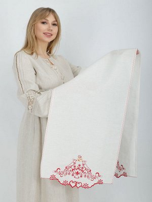 Свадебный рушник для каравая | лен белый | мод 130