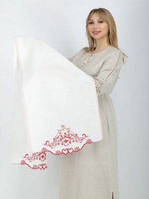 Свадебный рушник для каравая | лен белый | мод 130