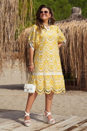 Платье Vittoria Queen 20703 желтый+белый