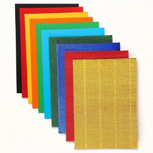 Цветной картон гофрированный, А4, 10 листов, 10 цветов, немелованный, двусторонний, в папке, 230 г/м², «Человек-паук»