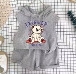 Летний костюм: жилет с капюшоном + шорты, серый