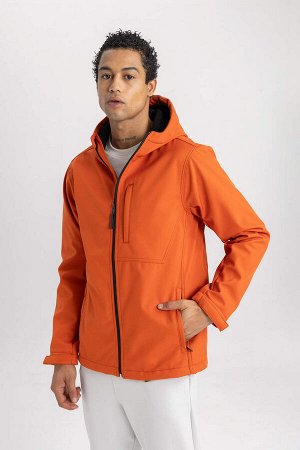 Водоотталкивающая куртка стандартного кроя с капюшоном DeFactoFit Softshell Пальто