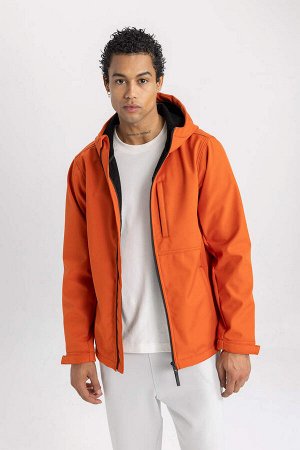 Водоотталкивающая куртка стандартного кроя с капюшоном DeFactoFit Softshell Пальто